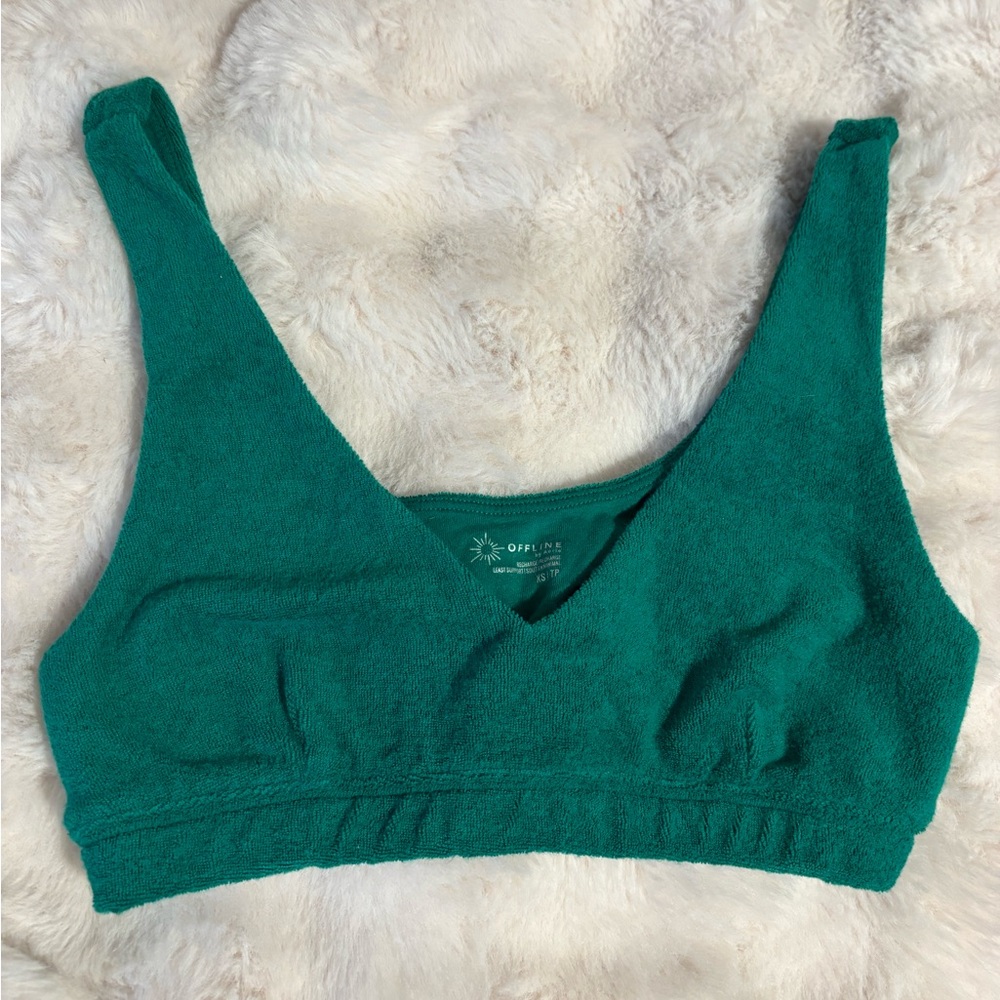 Aerie Green Terry Bra Top
